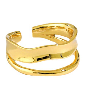 Irregular Lines Double Layer 925 Sterling Silver Adjustable Ring R866-HFH_629563913941