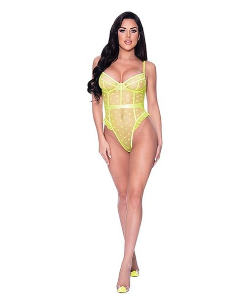 Love Star High Leg Teddy w/Snap Crotch Chartreuse L/XL X615-MEP317-LM-LX