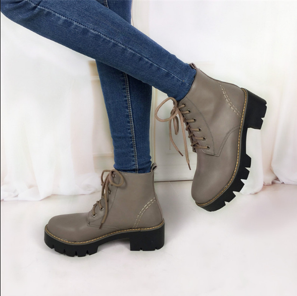 Color: khaki, Size: 38-autumn, Style:  - Plus Size 34-43 Autumn Winter warm Fashion Women's Lace-Up Q119-CJBHNSNS02048-khaki-38-autumn