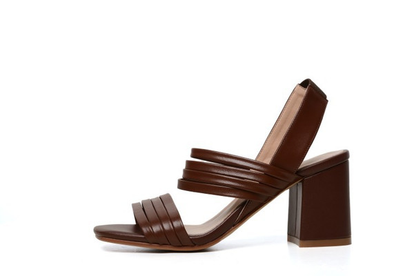 Color: Coffee, Size: 33 - Simple Thick Heel Women Sandals With One Word Q119-CJNS104171517QJ