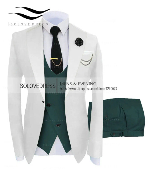 Color: green, Size: XXL - ( Jacket + Vest + Pants )Suits for Mens 2024 Casual Business Suit High-en F640-12000029465731919