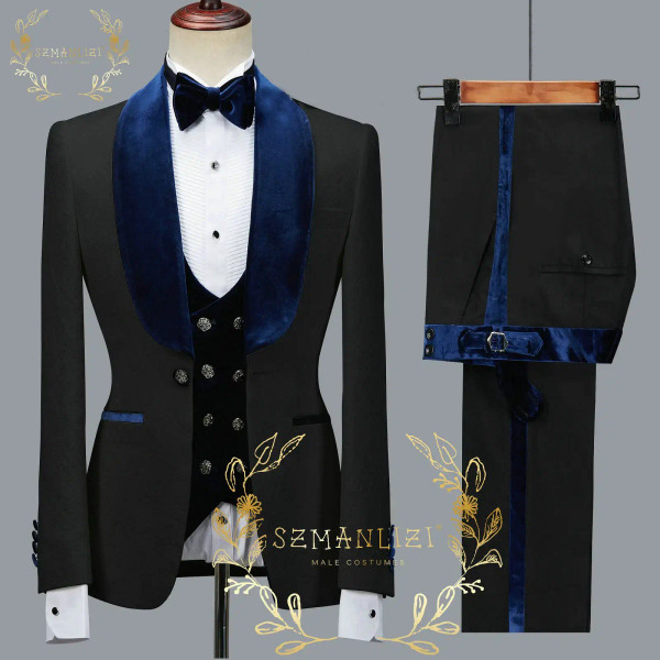 Color: Yellow, Size: 4XL - SZMANLIZI 2022 Latest Designs Black Floral Party Blazer Men Suits Costum F640-12000027227851593