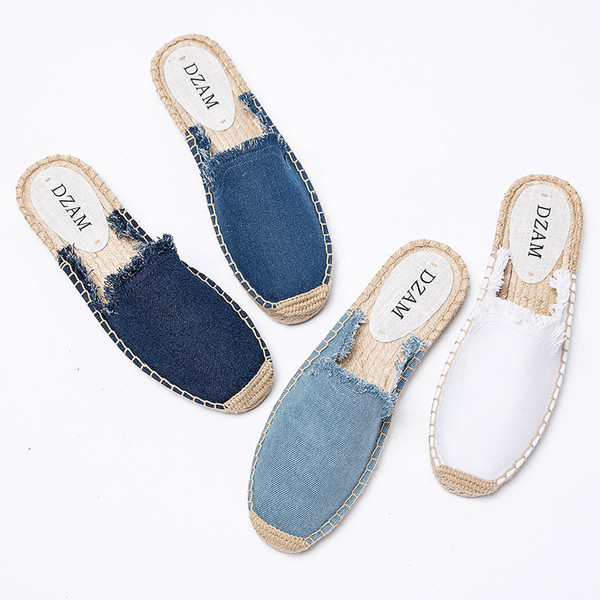 Flax Straw Fisherman Shoes Casual Comfortable Breathable Women's Slippers Q119-CJNS1197338