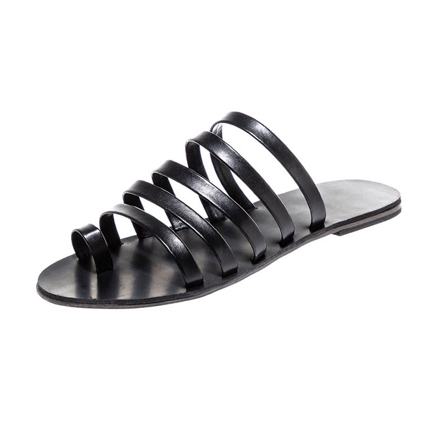 Color: Black, Size: 37 - Beach flat sandals Q119-CJBHNSNS10676-Black-37
