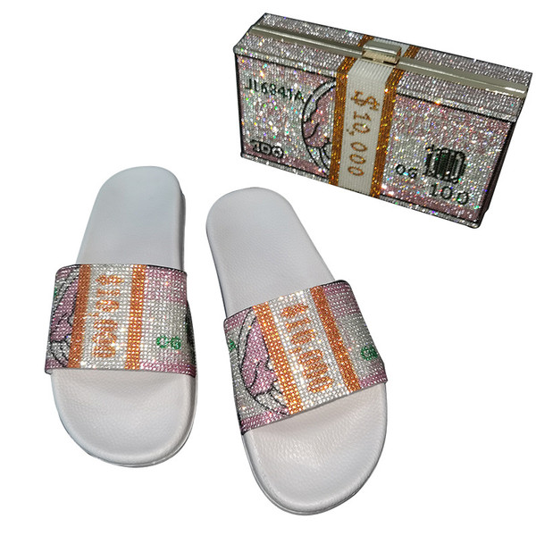 style: E, Size: 38 - European and American Rhinestone Dollar Slippers Women's Summer Wear Fashion A Q119-CJNS100981127AZ