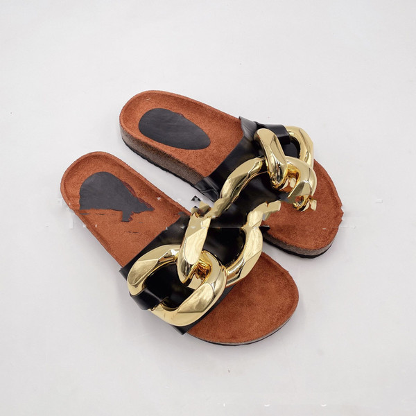 Color: Black, style: Shoes-40, Size:  - European And American Fashion Gold Chain Slippers Q119-CJNS116045803CX