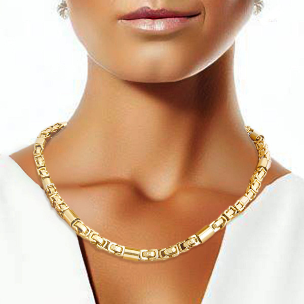 Gold Stainless Steel Rounded Link Chain T226-9485776585023
