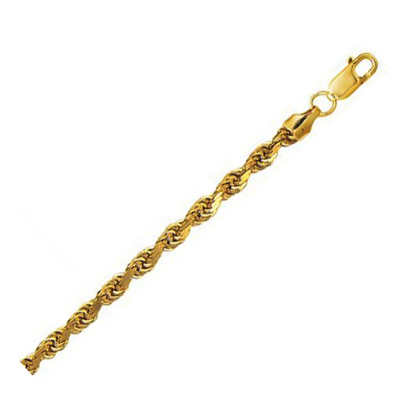 Size: 20 - 10K Yellow Gold Hollow Diamond Cut Rope Chain (5.00 mm) P150-26847-20