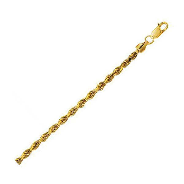 Size: 20 - 10K Yellow Gold Lite Hollow Diamond Cut Rope Chain (3.20 mm) P150-74885-20