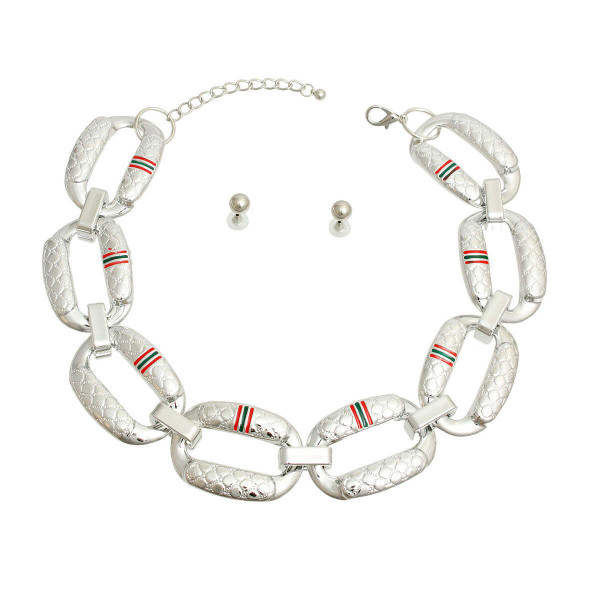 Silver Chunky Quilt Texture Link Chain T226-9485495501119