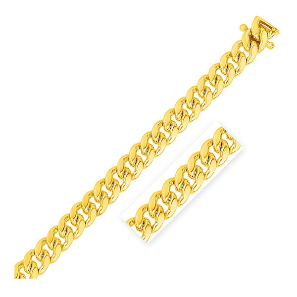 Size: 24 - 14k Yellow Gold Classic Miami Cuban Solid Chain (10.10 mm) P150-64458-24