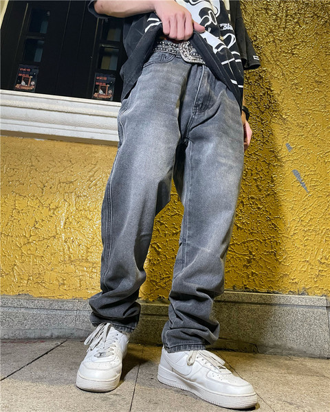 Niche Design Skull Skeleton Print High-rise Jeans Q119-CJNZ1144970