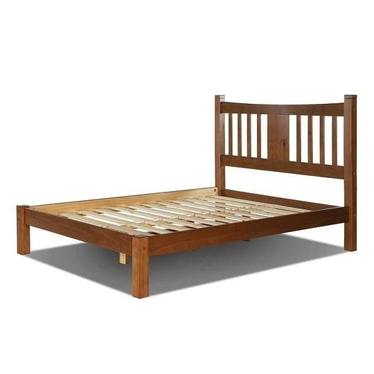 King Farmhouse Style Solid Wood Platform Bed Frame with Headboard in Walnut Q280-WAKI2220