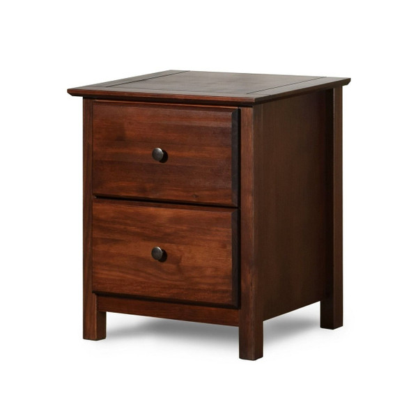 Farmhouse Solid Pine Wood 2 Drawer Nightstand in Cherry Finish Q280-FHCH1488