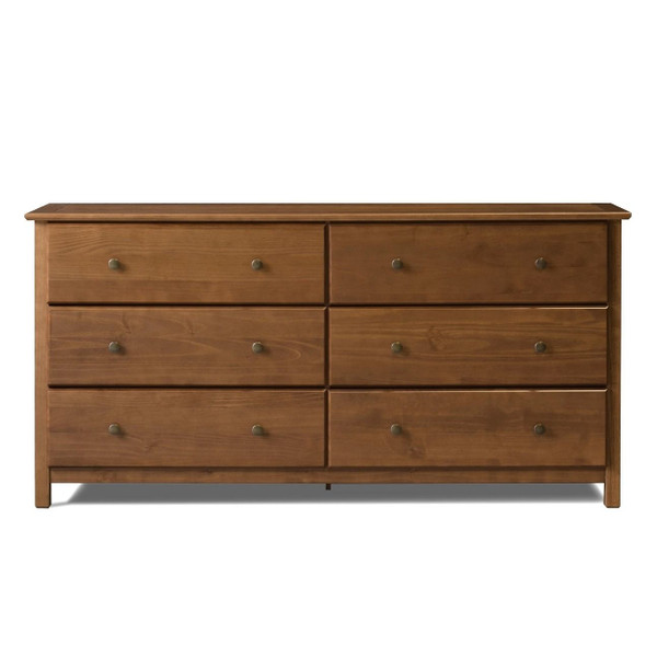 Farmhouse Solid Pine Wood 6 Drawer Dresser in Walnut Finish Q280-FHWA6688
