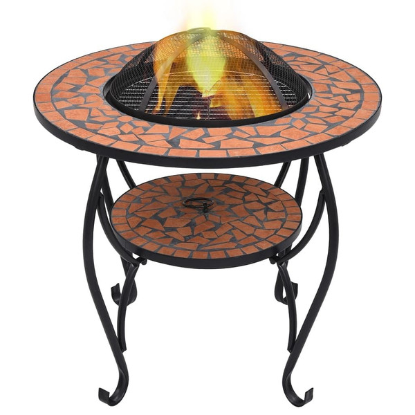 Mosaic Fire Pit Table Terracotta 26.8" Ceramic A949-46723