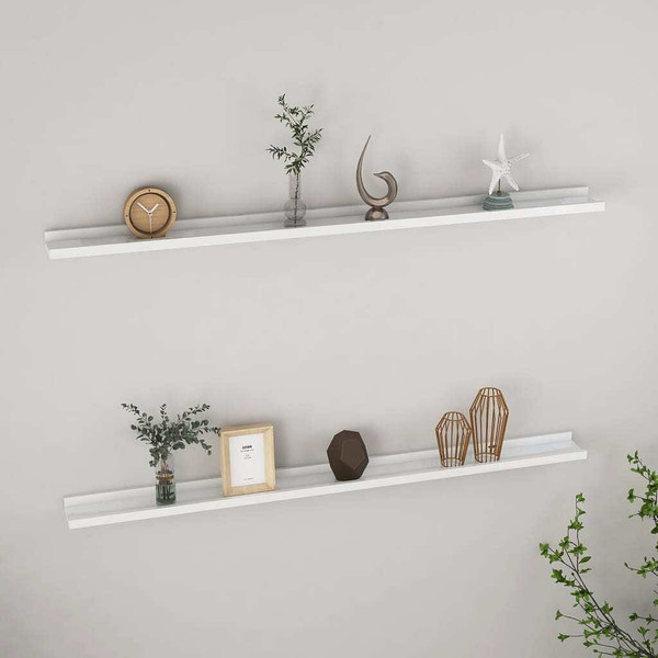  Wall Shelves 2 pcs High Gloss White 45.3"x3.5"x1.2 A949-326652