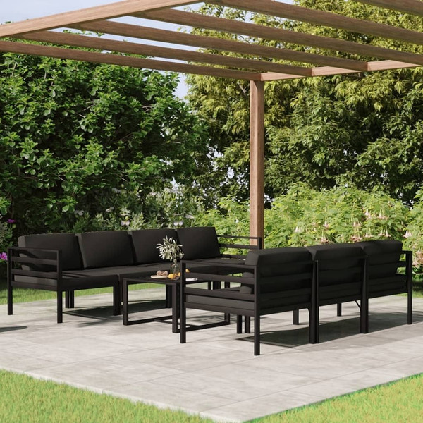  8 Piece Patio Lounge Set with Cushions Aluminum Anthracite A949-3107806