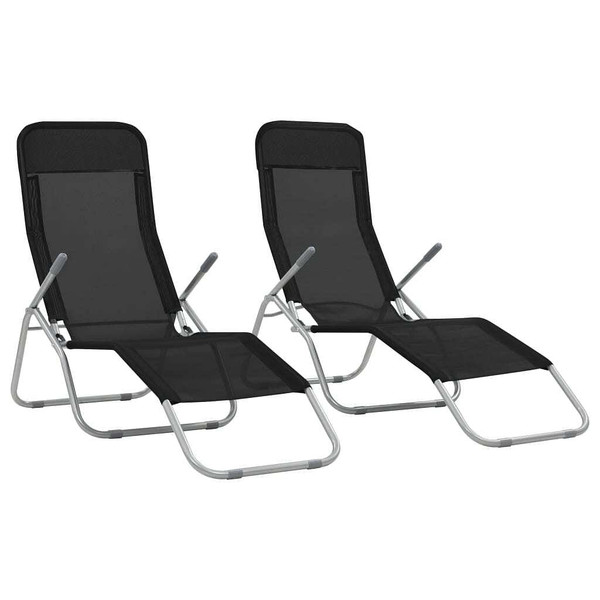  Folding Sun Loungers 2 pcs Textilene Black A949-44338