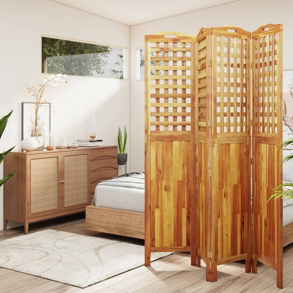 4-Panel Room Divider 63.8"x0.8"x70.9" Solid Wood Acacia A949-318549
