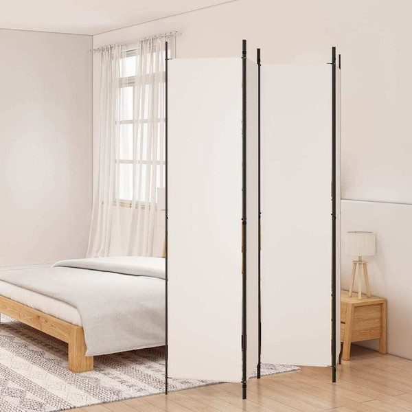 4-Panel Room Divider White 78.7"x86.6" Fabric A949-350198