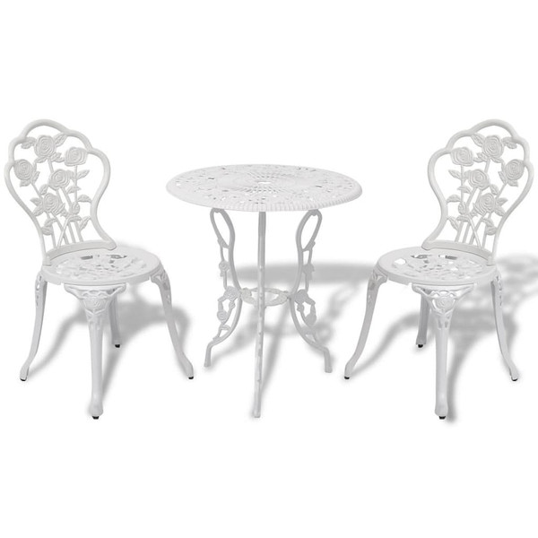 3 Piece Bistro Set Cast Aluminum White A949-42165