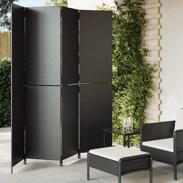 Room Divider 4 Panels Black Poly Rattan A949-365360