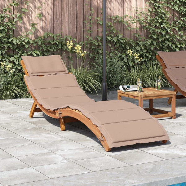 Sun Lounger with Cushion Taupe Solid Wood Acacia A949-367636