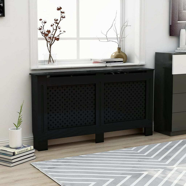 Radiator Cover Black 59.8"x7.5"x32.1" MDF A949-288195