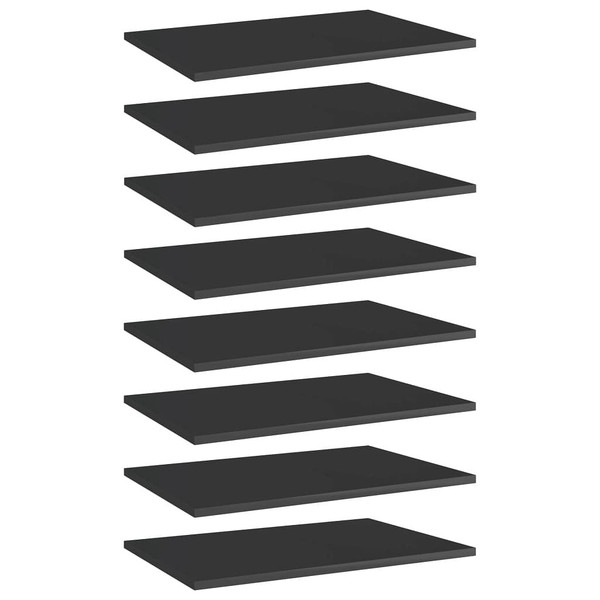 Bookshelf Boards 8 pcs High Gloss Black 23.6"x15.7"x0.6" Engineered Wood A949-805263