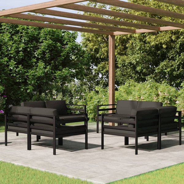 8 Piece Patio Lounge Set with Cushions Aluminum Anthracite A949-3107829