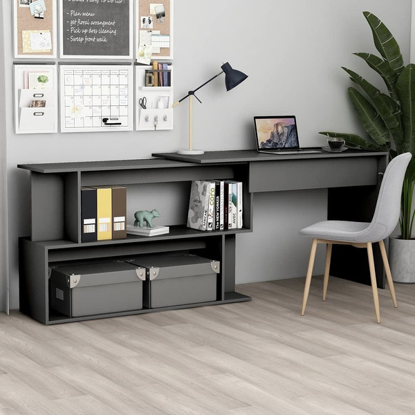 Corner Desk Gray 78.7"x19.7"x29.9" Engineered Wood A949-801100