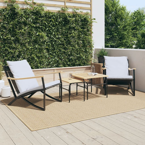 4 Piece Balcony Furniture Set with Cushions Black Steel A949-4009305