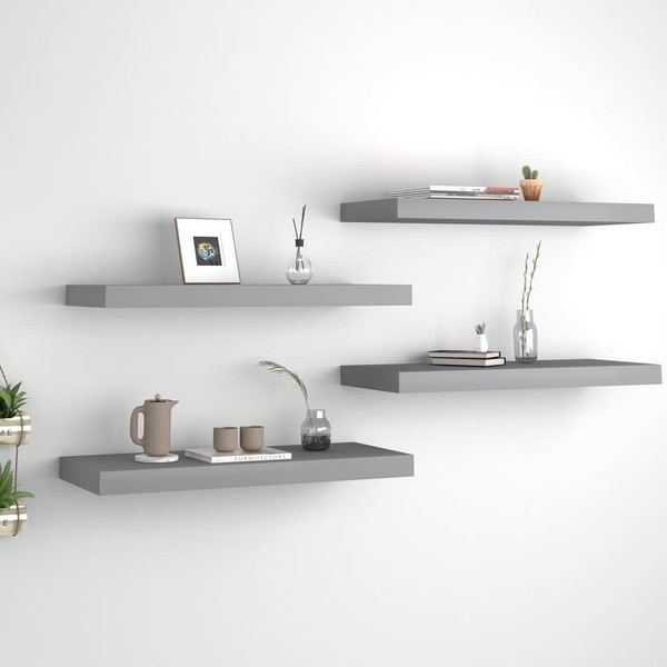 Floating Wall Shelves 4 pcs Gray 23.6"x9.3"x1.5" MDF A949-323855