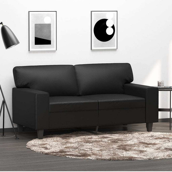2-Seater Sofa Black 47.2" Faux Leather A949-359412