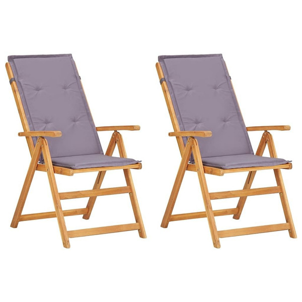 Reclining Patio Chairs 2 pcs Brown Solid Acacia Wood A949-45936