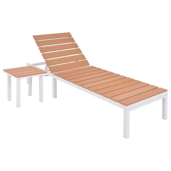 Sun Lounger with Table Aluminum WPC and Brown A949-42869