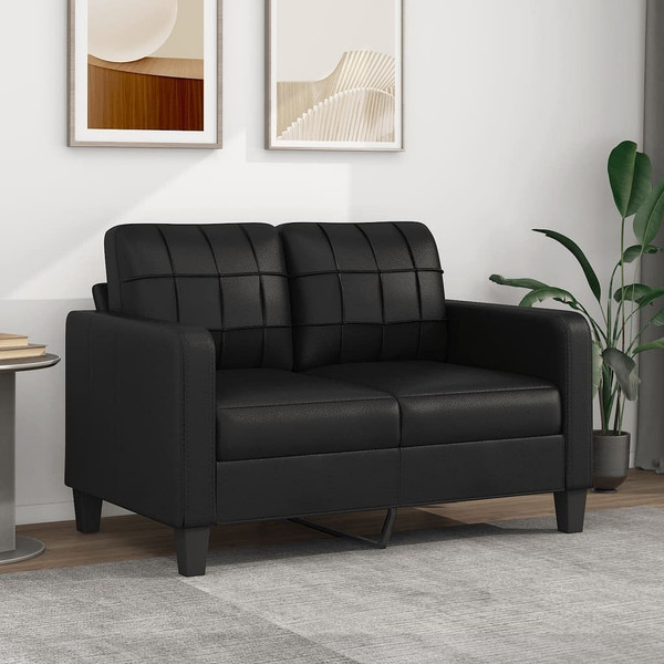  2-Seater Sofa Black 47.2" Faux Leather A949-359112