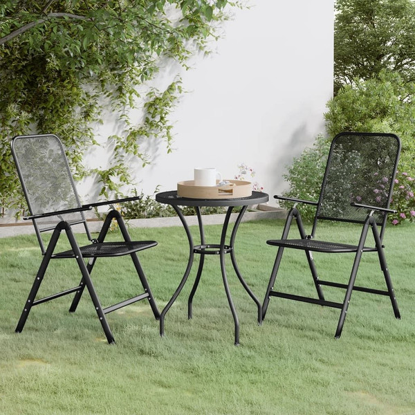 3 Piece Patio Dining Set Expanded Metal Mesh Anthracite A949-3084709