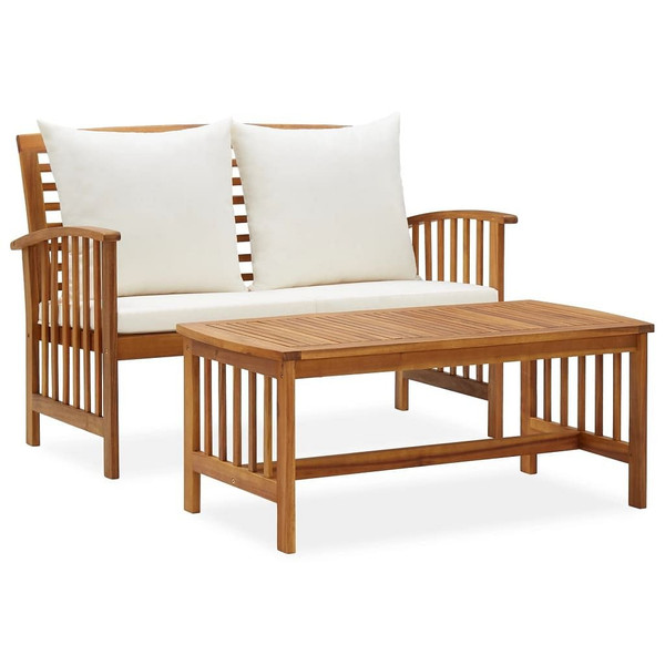 2 Piece Patio Lounge Set with Cushions Solid Acacia Wood A949-310263