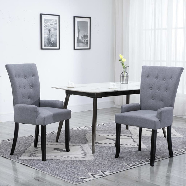  Dining Chair with Armrests Light Gray Fabric A949-248460