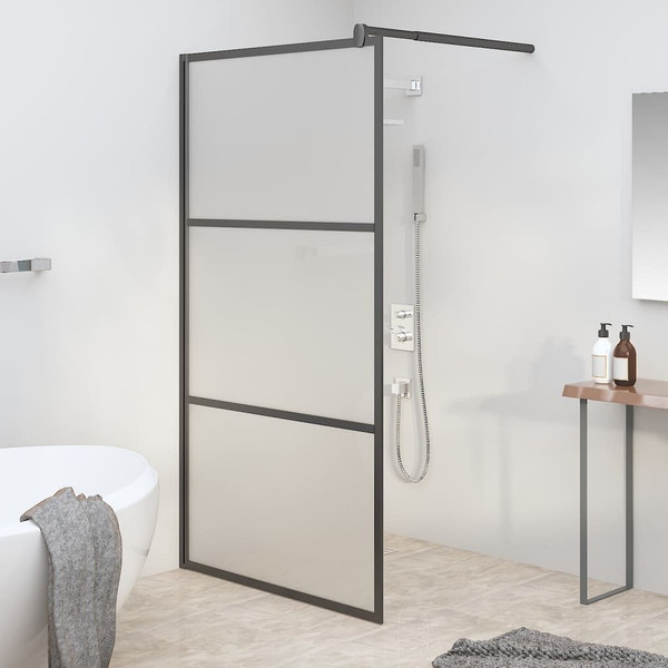 Walk-in Shower Wall 45.3"x76.8" Frosted ESG Glass Black A949-151879