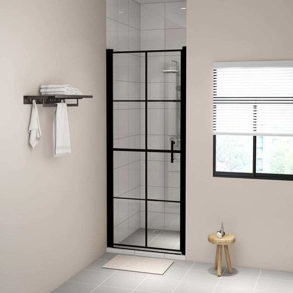 Shower Door Tempered Glass 35.8"x76.8" Black A949-148891