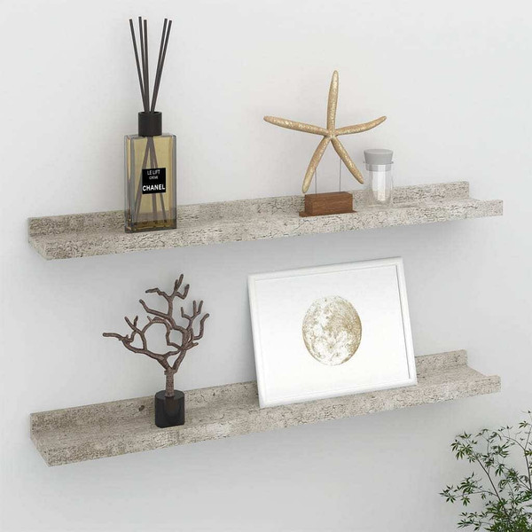 Wall Shelves 2 pcs Concrete Gray 23.6"x3.5"x1.2 A949-326700