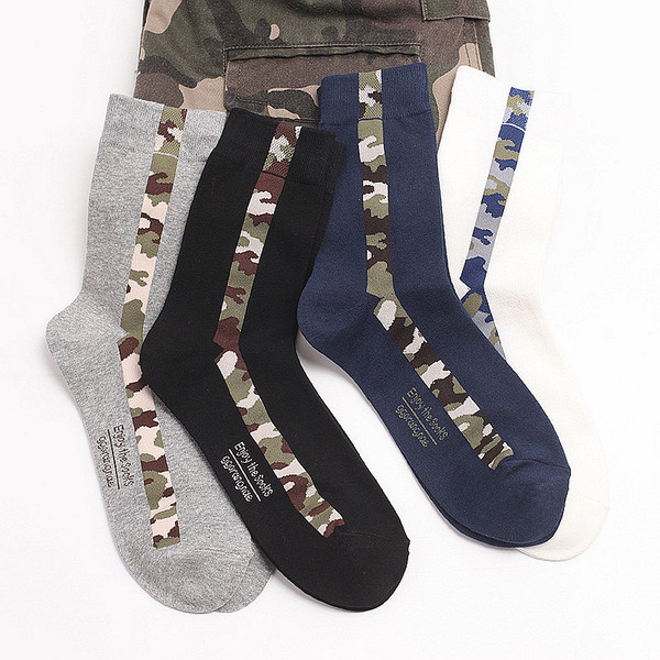 Rex rabbit autumn and winter camouflage tide men's socks solid color simple men's socks breathable  Q119-CJNSFJWZ00063