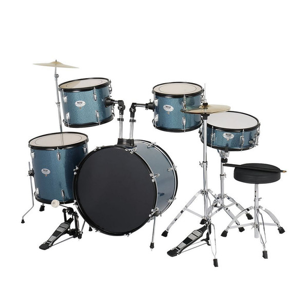 MCH Full Size Adult Drum Set 5-Piece Black with Bass Drum, two Tom Drum, Snare Drum, Floor Tom, 16" T575-S0671296517