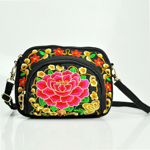 Color: B red - Ethnic style embroidered linen tassel bag Q119-CJBHNSNS16044-B red