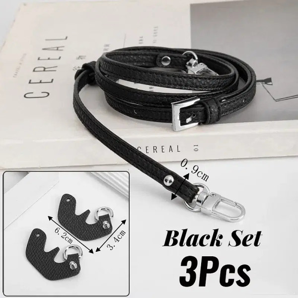 Color: Red Wine - 1 Set Bag Strap For Longchamp Mini Punch-free Genuine Leather Shoulder Strap Set  F640-12000040668908107