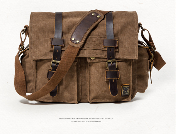 Style: Coffee, Size: L - Men's canvas shoulder bag Q119-CJBHNSNS12534-Coffee-L