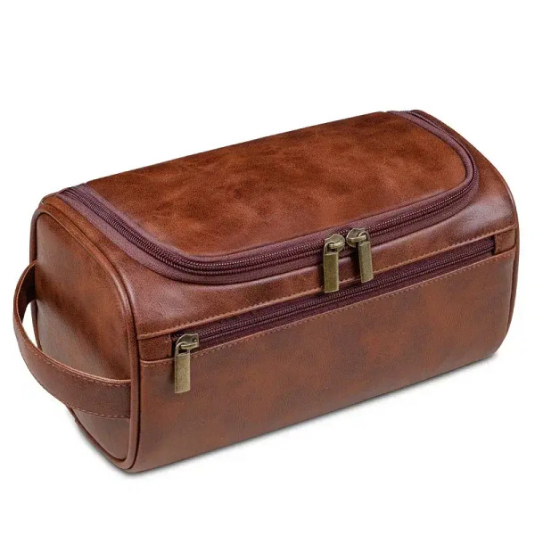 Color: Beige, Size: S - Personalized Men's Leather Toiletry Bag, Groomsmen Gifts, Dopp Kit, Gift fo F640-12000044680538887